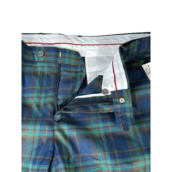 NEW Barabas Plaid Pants Navy Blue Lime Green Men's Sz 36x30 Slim Fit Trouser NWT - Picture 5 of 8